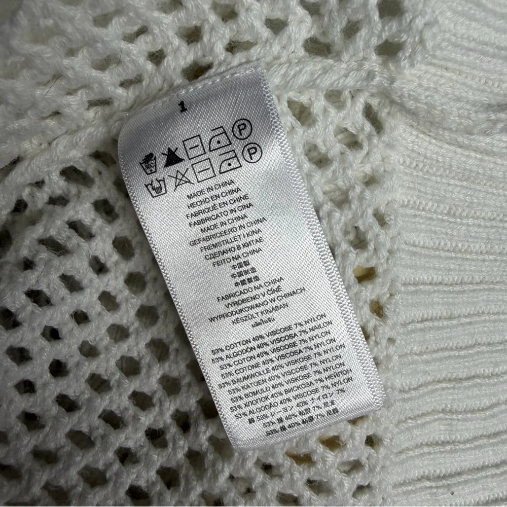 Michael Kors Sweater Women Open Knit Top Button‎ Back ecru ivory medium